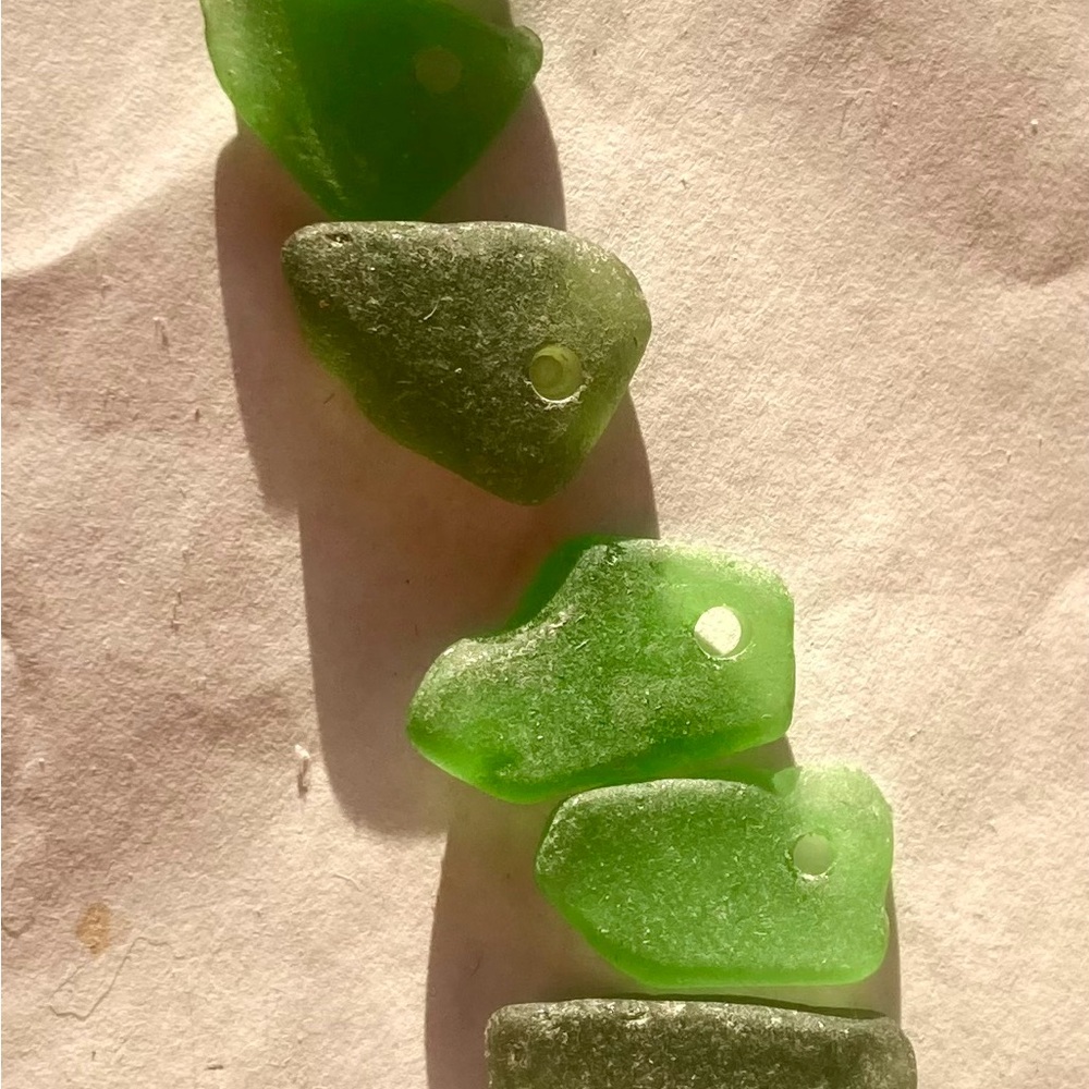 Beach Themed Green Sea Glass Beads